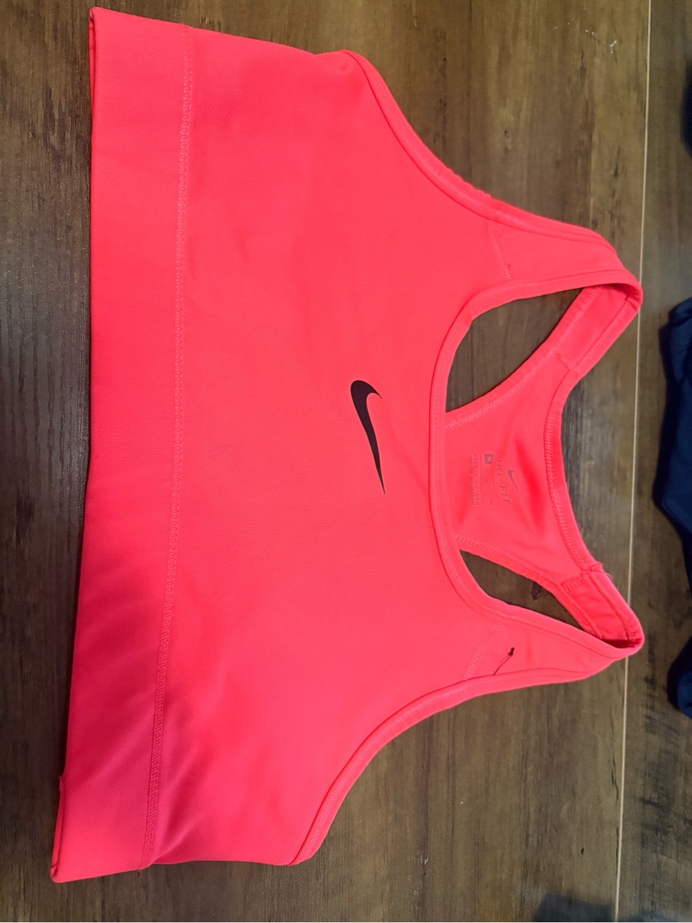 Nike Women’s Neon Coral Racerback Sports Bra - Black Swoosh